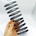 Lot de 10 barrettes BB en métal noir mat sur carte pour une coiffure minimaliste - 7.5cm / Forme Ovale Mate