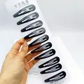 Lot de 10 barrettes BB noires mates en forme de goutte sur carte transparente - 6cm / Forme Goutte d'Eau Mate