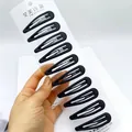 Lot de 10 barrettes goutte d'eau noir mat sur carte pour la coiffure quotidienne - 6cm / Waterdrop Shape Matte Glaze