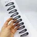 Lot de 10 barrettes BB minimalistes en métal noir mat sur carte de vente au détail - 5cm / Waterdrop Shape Matte Glaze