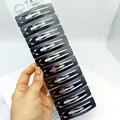 Lot de 12 barrettes à cheveux rectangulaires noir mat sur carte pour femmes - 6cm / Square Shape Matte