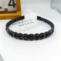 Schicker schwarzer gewebter Haarreif mit hohlem Rundrahmen und glänzendem Finish - 8-Form Kette Gewebt / Schwarz