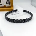 Modisches schwarzes Glieder-Haarreifen mit silbernem Glitzer-Gewebe im koreanischen Stil - 8-Form Kette Gewebt / Silbergrau