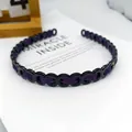 Diadema de resina negra calada con cinta de seda morado oscuro para mujer - Cadena en Forma de 8 Tejido Brillante / Púrpura profundo