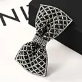 Pinza para el pelo con lazo de diamantes de imitación blancos y negros muy brillantes - Lazo Simple Mediano Strass Blanco y Negro