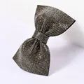Elegante pinza para el pelo con lazo y cristales gris oscuro sobre acabado negro y brillo - No.3 Strass Gris Transparente Fino