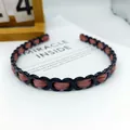Diadema trenzada elegante con cinta de seda marrón y diseño de cadena negra - Cadena en Forma de 8 Tejido de Satén / Rosa Melocotón