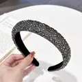 Diadema acolchada con brillantes cristales gris oscuro y acabado de lujo para mujer - Rombo / Rhinestone Negro de Fusil