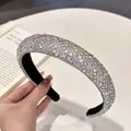 Diadema acolchada de lujo con cristales arcoíris y forro negro antideslizante - Rombo / Circonio AB