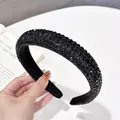 Elegante diadema ancha de esponja con brillantes diamantes de imitación negros - Corazón de Circoncito Completo / Circonita Negra