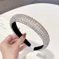 Diadema acolchada de lujo con deslumbrantes diamantes de imitación en diseño ancho y chic - Corazón de Circoncito Completo / Circonio AB