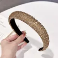 Diadema acolchada elegante con cristales dorados brillantes e interior antideslizante suave - Corazón de Circoncito Completo / Rhinestone Marrón