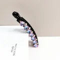 Sparkling black banana hair clip with purple heart crystals and small clear rhinestones - Purple