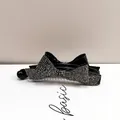 Elegant Korean style banana hair clip featuring a double layer rhinestone bow design - Gun Black