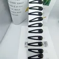 Lot de 10 barrettes BB en tissu noir avec strass colorés sur carte de présentation - Carte Longue Avec 10 Pendentifs En Forme De Larme [grand Diamant Emballage En Tissu Noir]