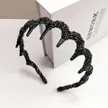 Funkelnder gewellter Haarreif mit silbernen Strasssteinen und rutschfesten langen Zähnen - Großzahniger Voll-Strass Umwickelter Haarreif (Gun Black Diamant)