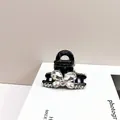 Pince à cheveux noire élégante avec un motif papillon en strass argenté pour femme - Blanc