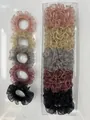 Set de cinco coleteros de organza de colores con bordes dorados en caja de regalo - Conjunto Rosa Suave/Champaña/Gris Oscuro/Rojo/Negro (HC-9)