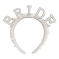 Witte bruid haarband met parelmoeren BRIDE letters en strass steen details - Eén maat / Parelen Hoofdband (Witte Strass)