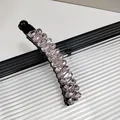 Barrette banane élégante avec cristaux lavande en gouttes et base en résine noire - Rose