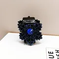 Elegante donkerblauwe bloem haarklem met strass en navy kristal voor vrouwen - Dark Blue Rhinestone