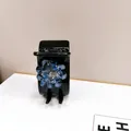 Elegant black hair claw clip featuring blue crystal flower for high ponytail styling - Crystal Ponytail Fixation Claw Clip [Ink Blue]