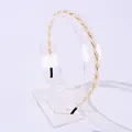 Diadema fina dorada elegante con perlas blancas trenzadas y puntas negras antideslizantes - Estilo de Perla Tejida Retorcida Dorada (11-2-20)