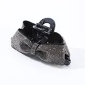 Sparkling rhinestone bow hair claw clip with black gradient crystals for women's hairstyles - Transparent Grey Rhinestone