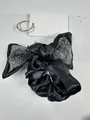 Elastico in raso nero con un grande fiocco di strass scintillanti - Strass Grigio Minerale