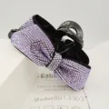 Elegant bow hair claw clip with purple rhinestones on a sleek black finish - Style (8013303) / Light Purple