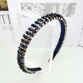 Serre-tête baroque de luxe avec cristaux noirs et AB en design perlé multicouche - Bleu marine