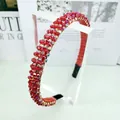 Serre-tête élégant aux perles de cristal rouges et accents aurora avec embouts noirs - Rouge