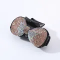 Pince à cheveux vintage française noire avec motif de nœud en strass champagne - Strass Champagne (Bord Rond)