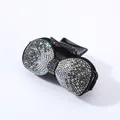 French style hair claw with rhinestones and black bow design for women's hairstyling - Mineral Gray Rhinestone (Round Edge)