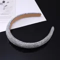 Detail of silver rhinestone headband with sparkling crystals and soft velvet lining - Silver