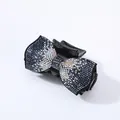 Elegant black bow hair claw clip with colorful rhinestones for luxury hair styling - Navy Blue Rhinestone (Square Edge)
