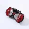 French style bow hair claw clip with red and white rhinestones on a black base - Red Rhinestone (Square Edge)
