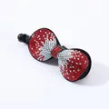 Elegante pinza de banana con diseño de lazo y diamantes de imitación rojos y blancos - Borde Redondeado (Rojo)