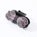 Elegant bow hair claw with pink and silver rhinestones in a glossy black finish - Purple Rhinestone (Phoenix Tail)