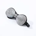 Elegante pinza de banana con lazo de strass y cristales brillantes para peinados - Borde Redondeado (Blanco)