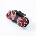 French style hair claw clip with black bow and sparkling red and white rhinestones - Red Rhinestone (Phoenix Tail)