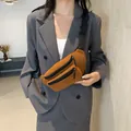 Brown corduroy crossbody chest bag for women with adjustable strap and casual style - Brown
