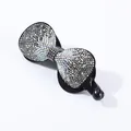 Elegante pinza de plátano con lazo negro y brillantes cristales de colores - Borde Redondeado (Gris Mineral)