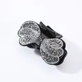 Elegant black bow hair claw clip with colorful sparkling rhinestones for women hair styling - Mineral Gray Rhinestone (Phoenix Tail)