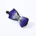 Elegant banana clip featuring blue rhinestone bow hair accessory for women - Square Edge (4973744757842)