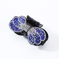 French vintage hair claw with blue rhinestones and black bow design for women - Royal Blue Rhinestone (Phoenix Tail)