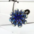 Pinza para el pelo floral con diamantes de imitación azules y pétalos negros - Flor de 8 Pétalos (Estrás Azul) / Azul
