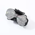 Elegant black bow hair claw clip featuring sparkling colorful rhinestones for women - White Rhinestone (Phoenix Tail)