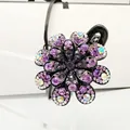 Elegant flower hair claw clip with purple rhinestones and black resin base finish - 8-Petal Flower (Light Purple Rhinestone)