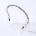 Silver twisted headband with sparkling rhinestones for an elegant bohemian look - White Zircon